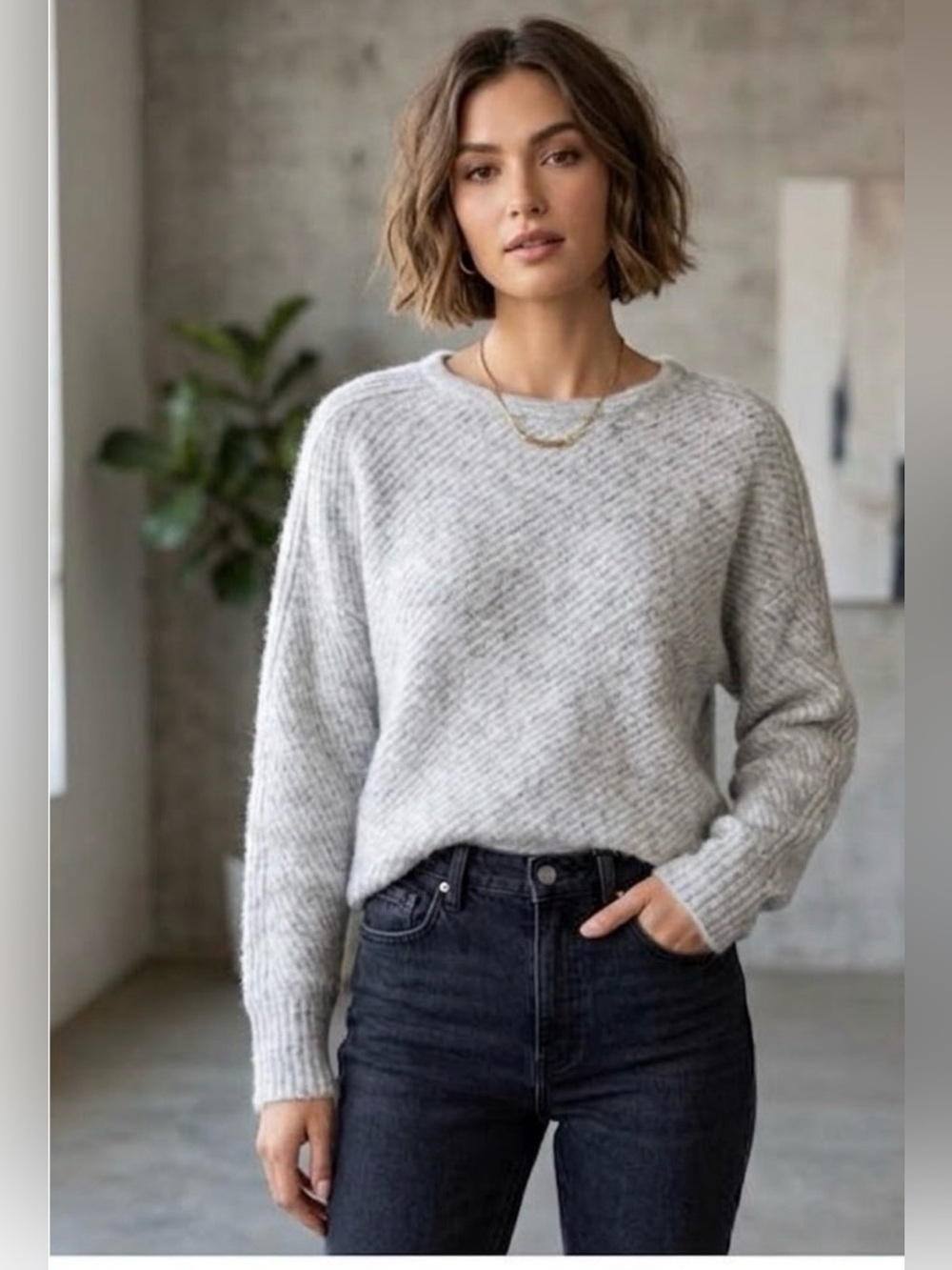 Max Studio Light Gray Women's Sweater